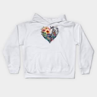 Floral Heart with Horsehead Kids Hoodie